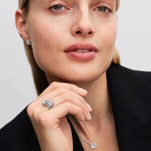 Pandora Square Sparkle Halo Ring